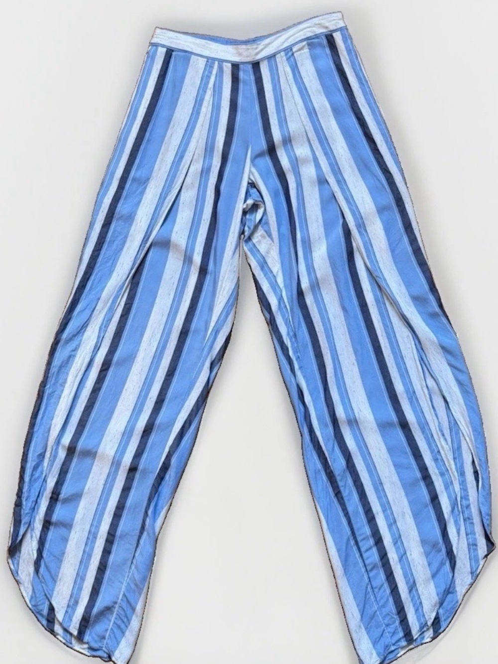 Anthropologie DREW Striped Tulip Wide Leg Pants XS Blue White Wrap Palazzo